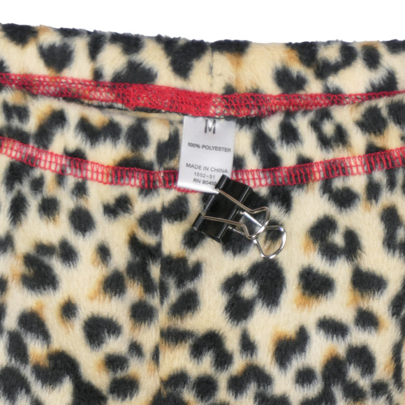 PJ Essentials Cheetah Two Piece Pajama Set Medium Fleece Lounge Pants Soft Warm - Picture 6 of 12